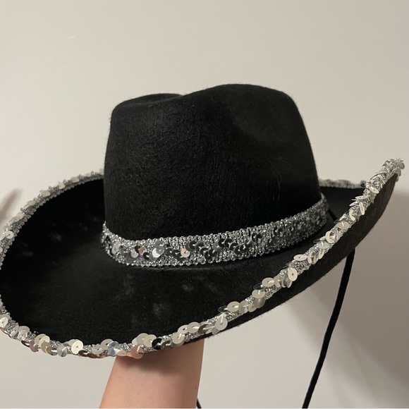 Accessories - Black Sequined Cowboy Hat